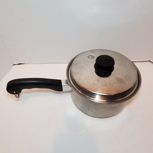 VINTAGE SALADMASTER 8 INCH 3 QT. SAUCE PAN POT VAPO LID 18-8 Tri-Clad Heavy Duty